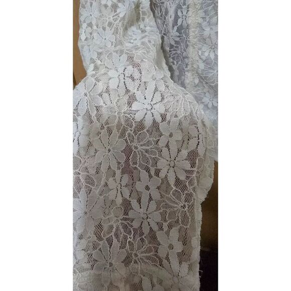 Floral Lace Cream Sheer Moto Jacket With Asymmetrical Zipper jr size M 10/12 - Picture 7 of 13